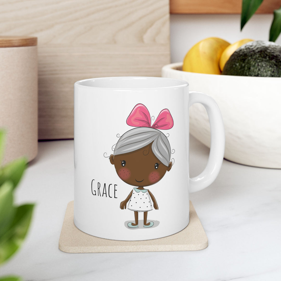 Personalized Enamel or Ceramic Mug - Female with Bow