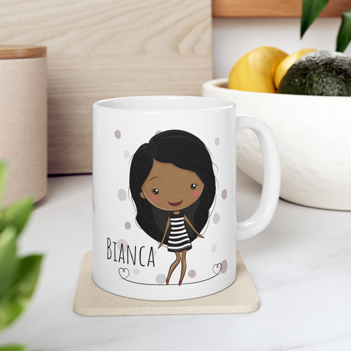 Personalized Enamel or Ceramic Mug - Female Stripe Dress