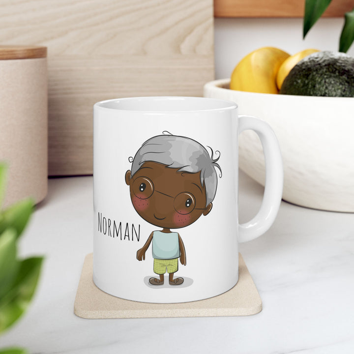 Personalized Enamel or Ceramic Mug - Male with Glasses