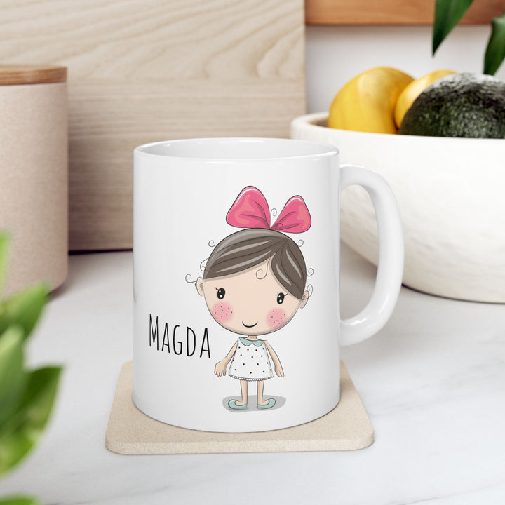 Personalized Enamel or Ceramic Mug - Female with Bow