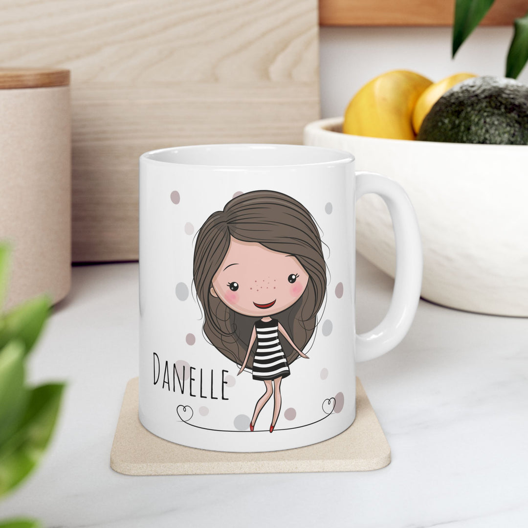 Personalized Enamel or Ceramic Mug - Female Stripe Dress