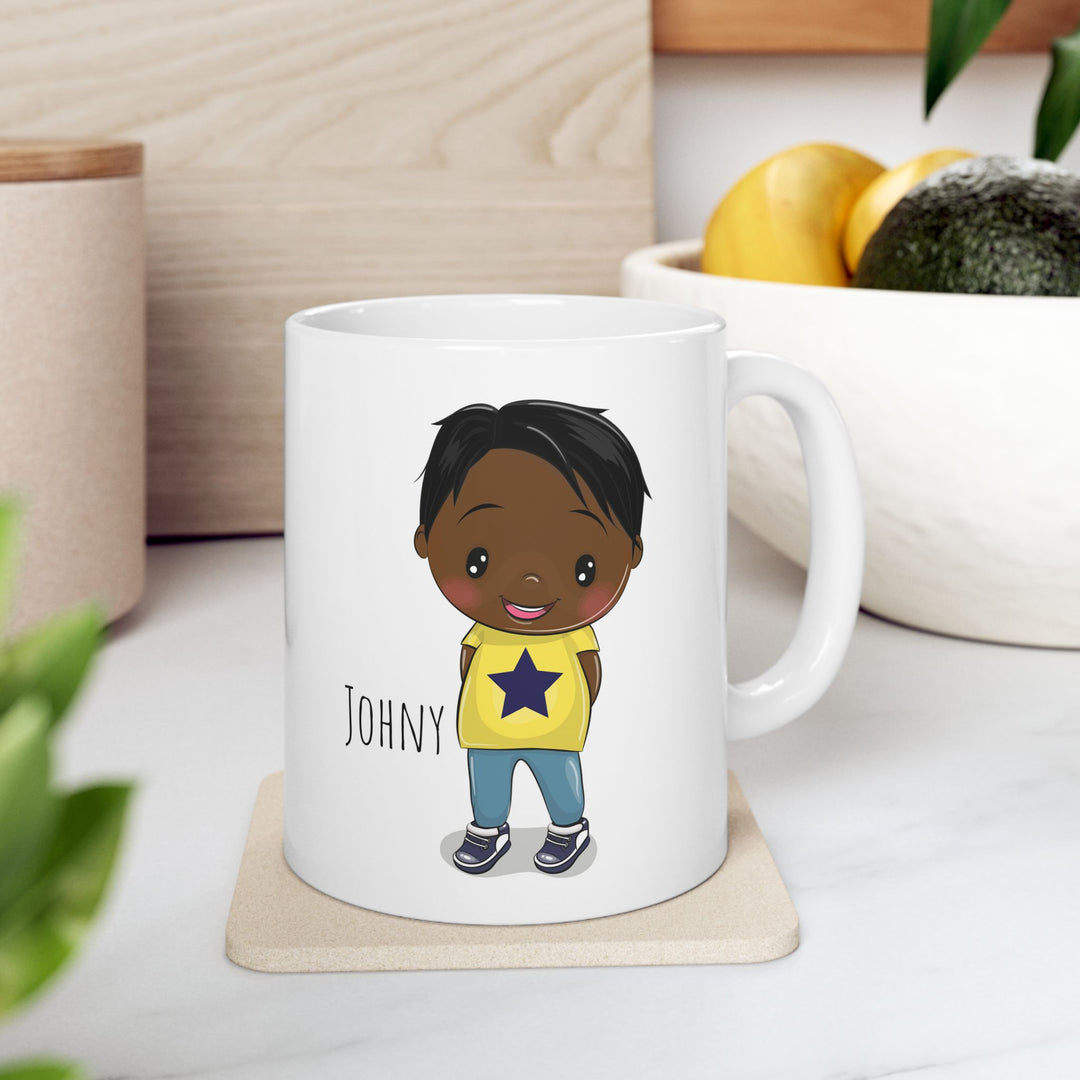 Personalized Enamel or Ceramic Mug - Male Straight Hair