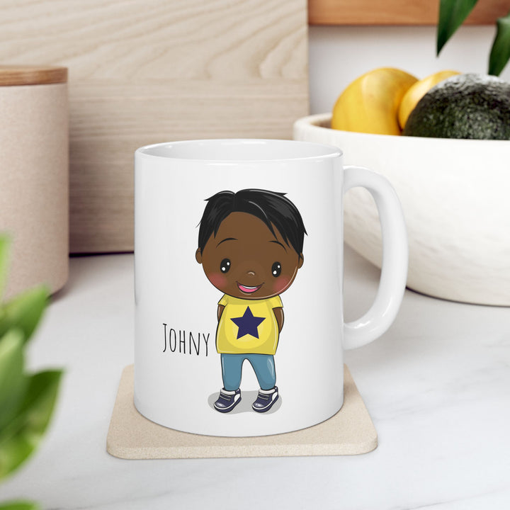 Personalized Enamel or Ceramic Mug - Male Straight Hair
