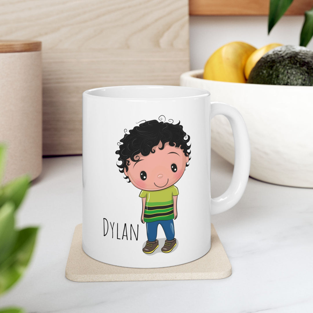 Personalized Enamel or Ceramic Mug - Male Curly Hair