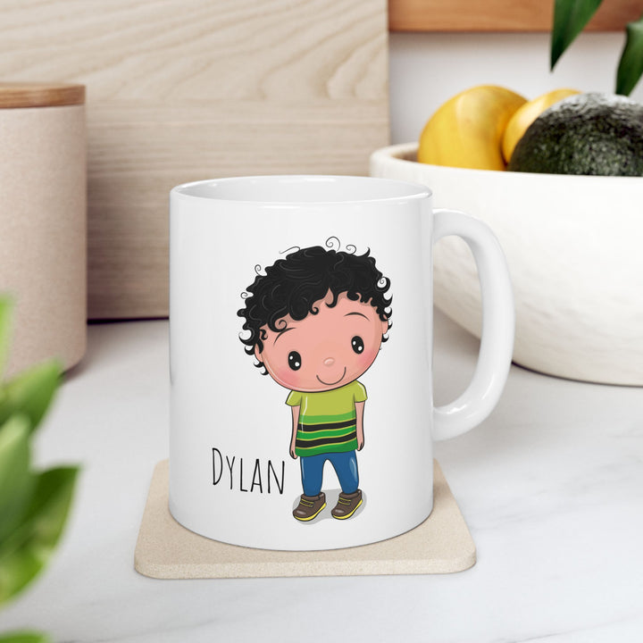 Personalized Enamel or Ceramic Mug - Male Curly Hair