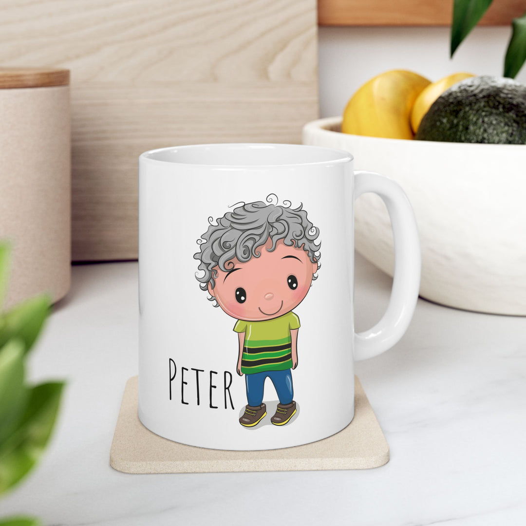 Personalized Enamel or Ceramic Mug - Male Curly Hair