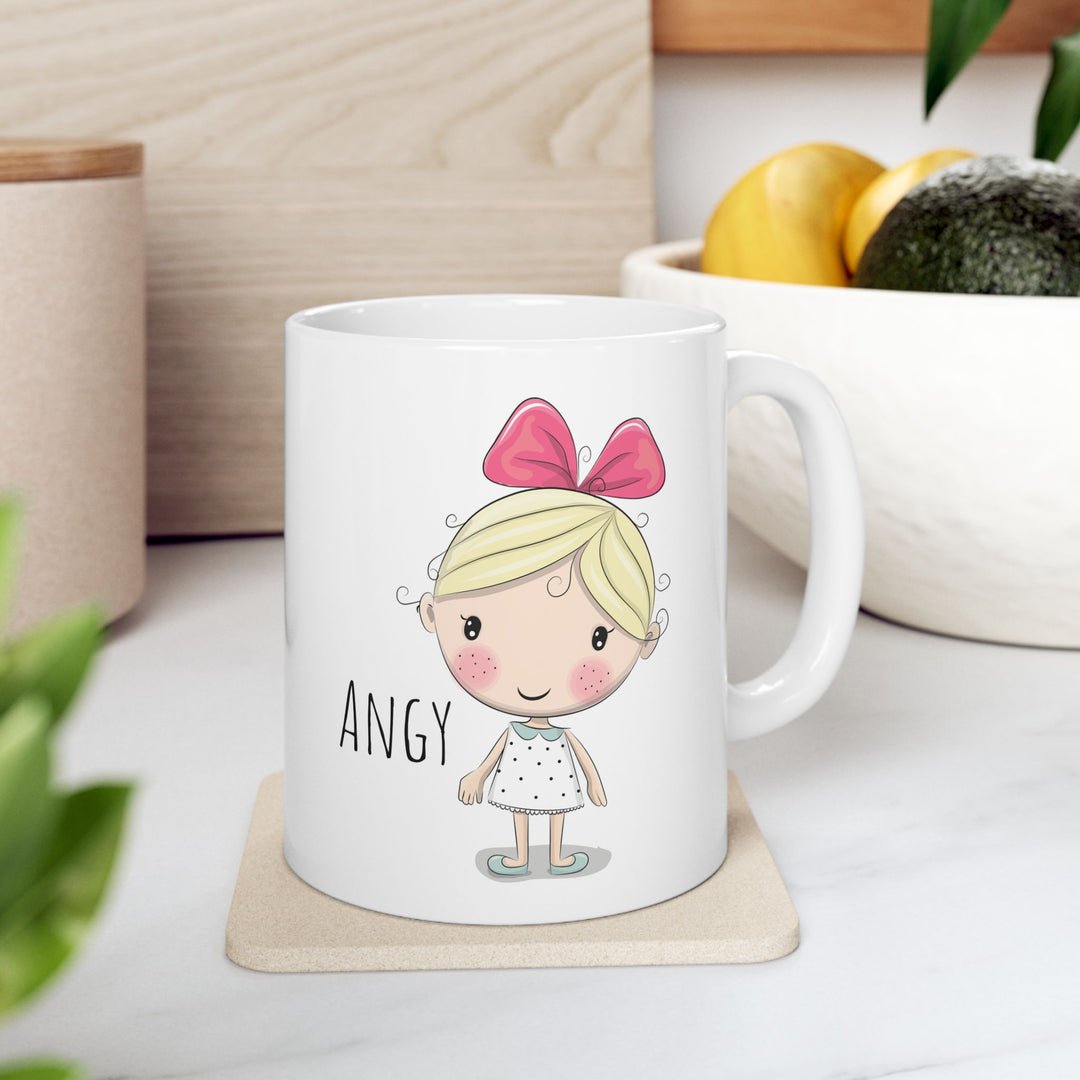 Personalized Enamel or Ceramic Mug - Female with Bow