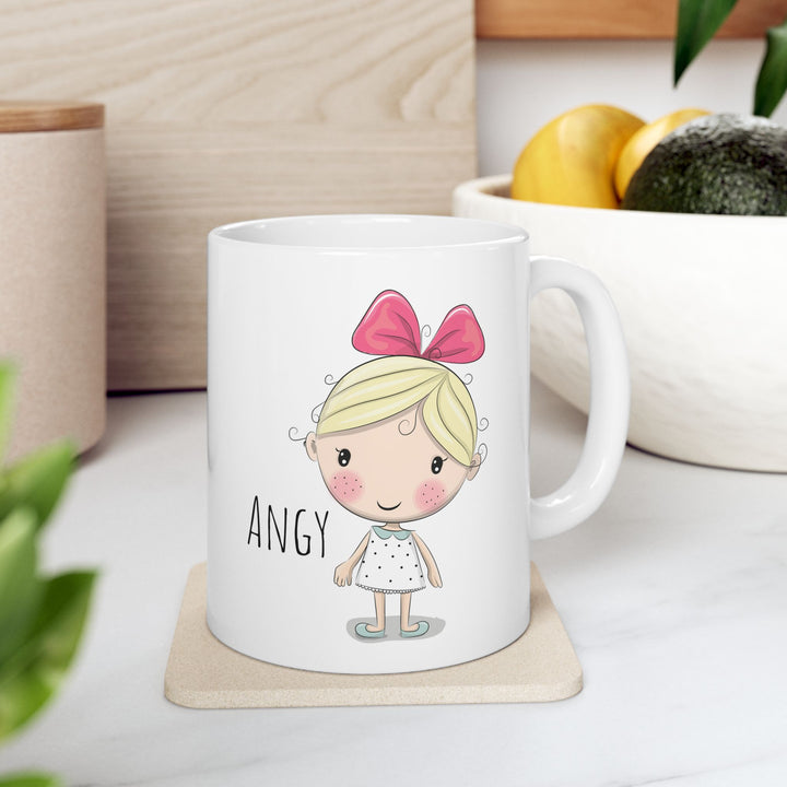 Personalized Enamel or Ceramic Mug - Female with Bow