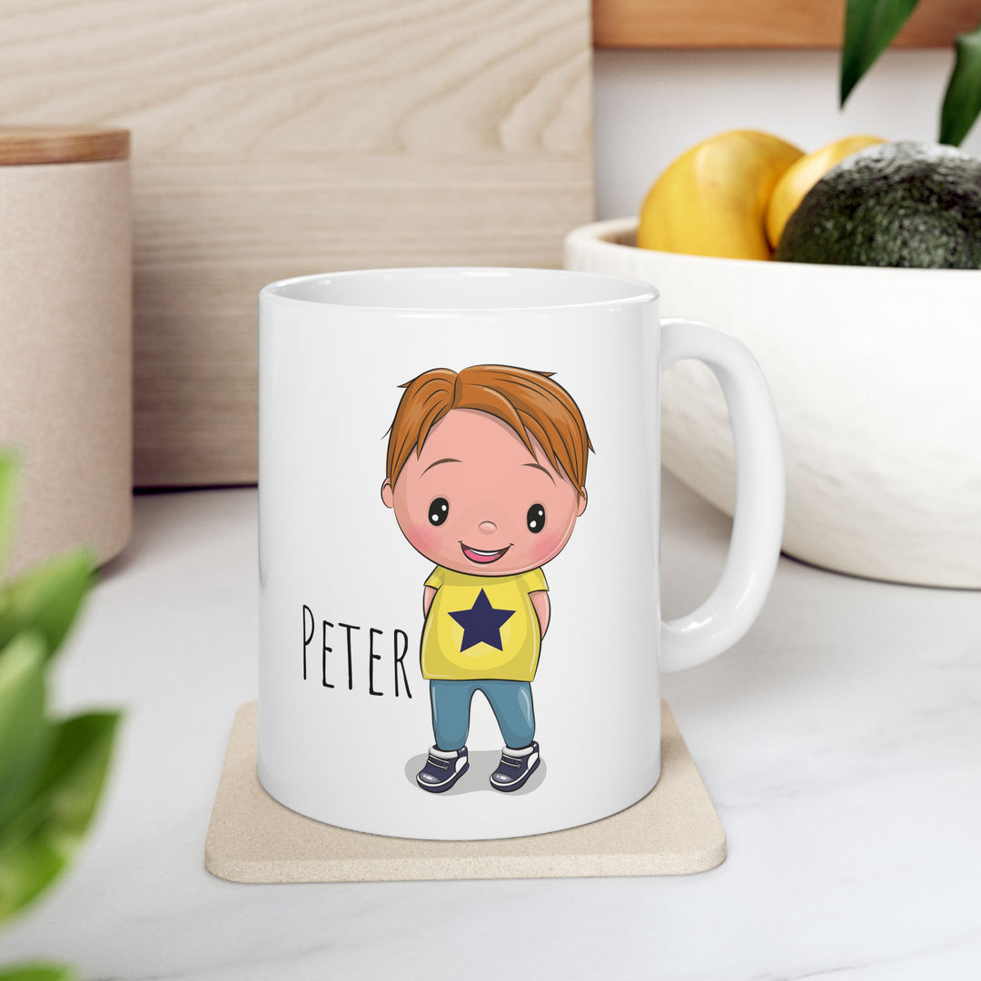 Personalized Enamel or Ceramic Mug - Male Straight Hair