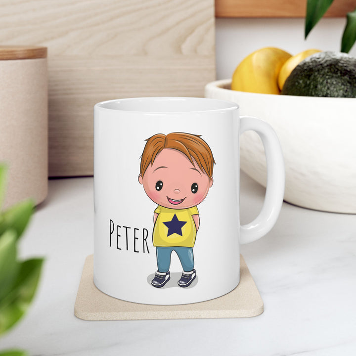 Personalized Enamel or Ceramic Mug - Male Straight Hair