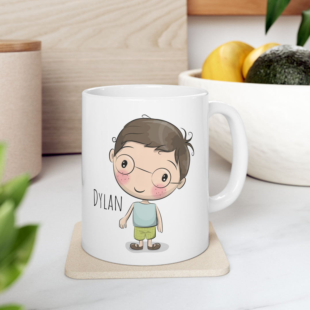 Personalized Enamel or Ceramic Mug - Male with Glasses