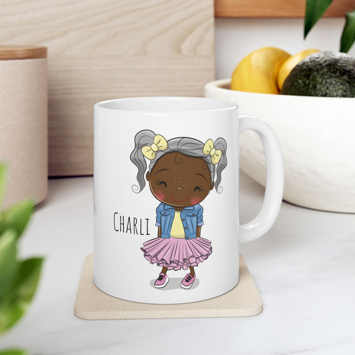 Personalized Enamel or Ceramic Mug - Female Pigtails