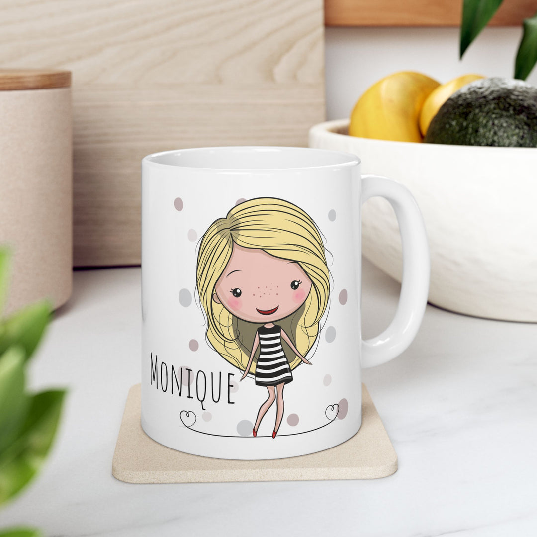 Personalized Enamel or Ceramic Mug - Female Stripe Dress