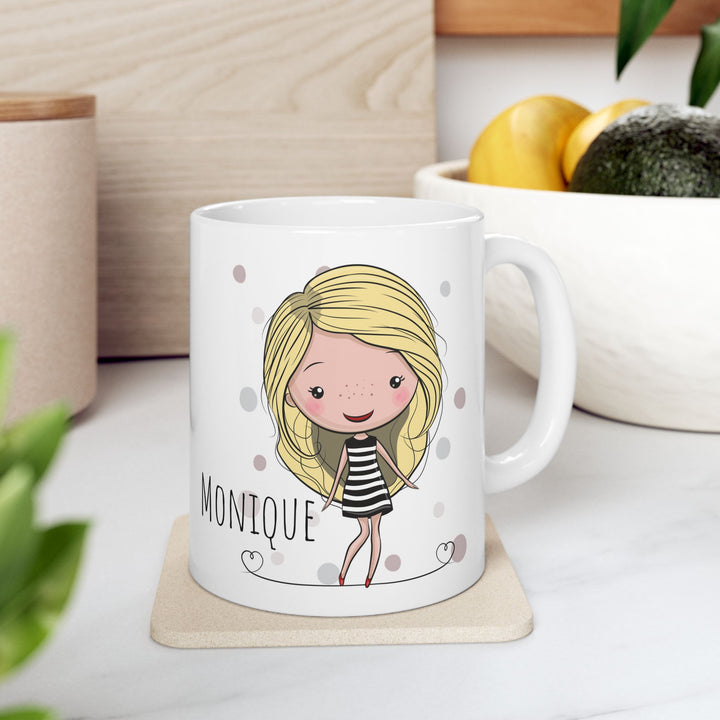 Personalized Enamel or Ceramic Mug - Female Stripe Dress