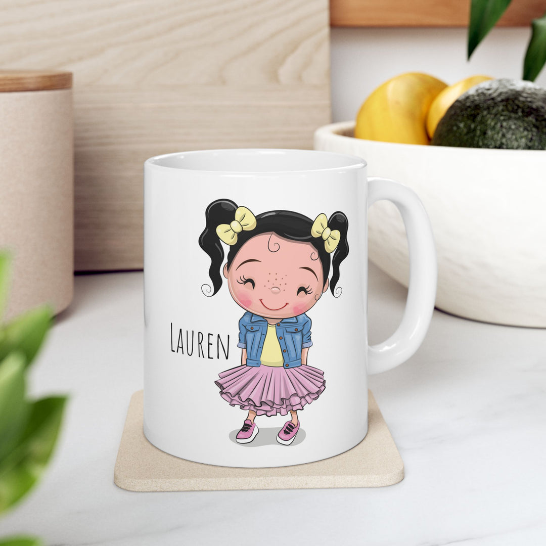 Personalized Enamel or Ceramic Mug - Female Pigtails