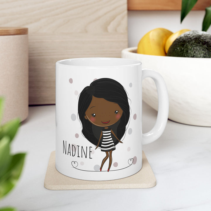 Personalized Enamel or Ceramic Mug - Female Stripe Dress