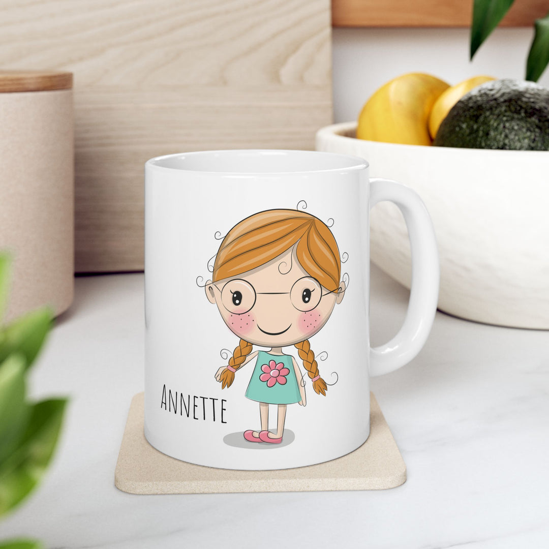 Personalized Enamel or Ceramic Mugs - Female with Glasses