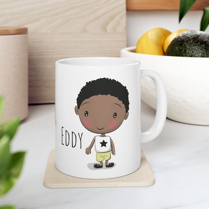 Personalized Enamel or Ceramic Mug - Male Short Curly Hair