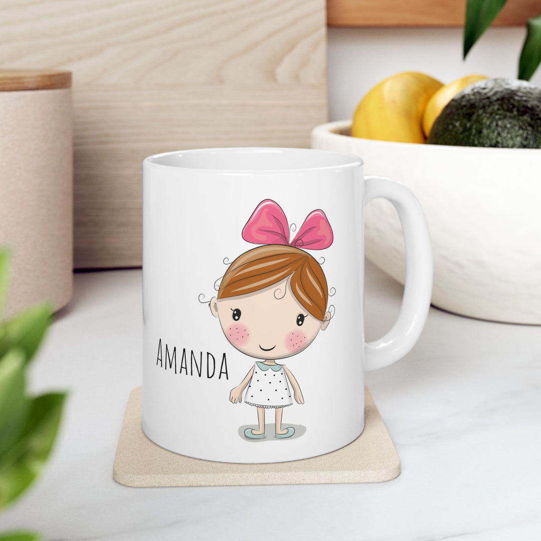 Personalized Enamel or Ceramic Mug - Female with Bow