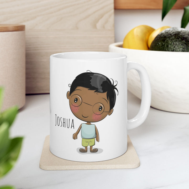 Personalized Enamel or Ceramic Mug - Male with Glasses