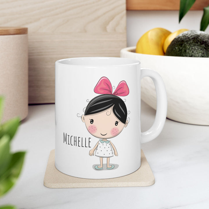Personalized Enamel or Ceramic Mug - Female with Bow