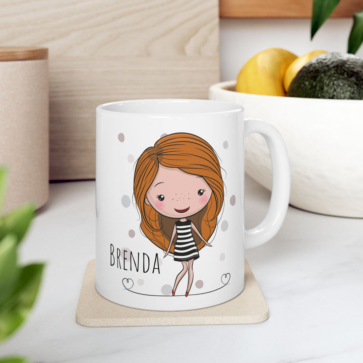 Personalized Enamel or Ceramic Mug - Female Stripe Dress
