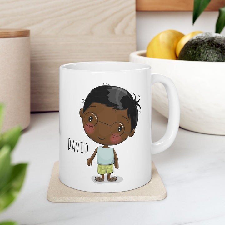 Personalized Enamel or Ceramic Mug - Male with Glasses