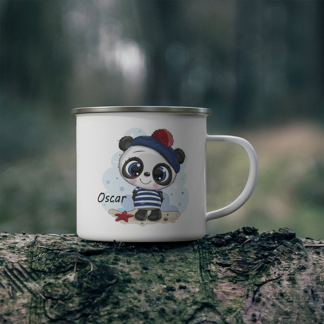 Personalized Enamel or Ceramic Mug - Blue Panda