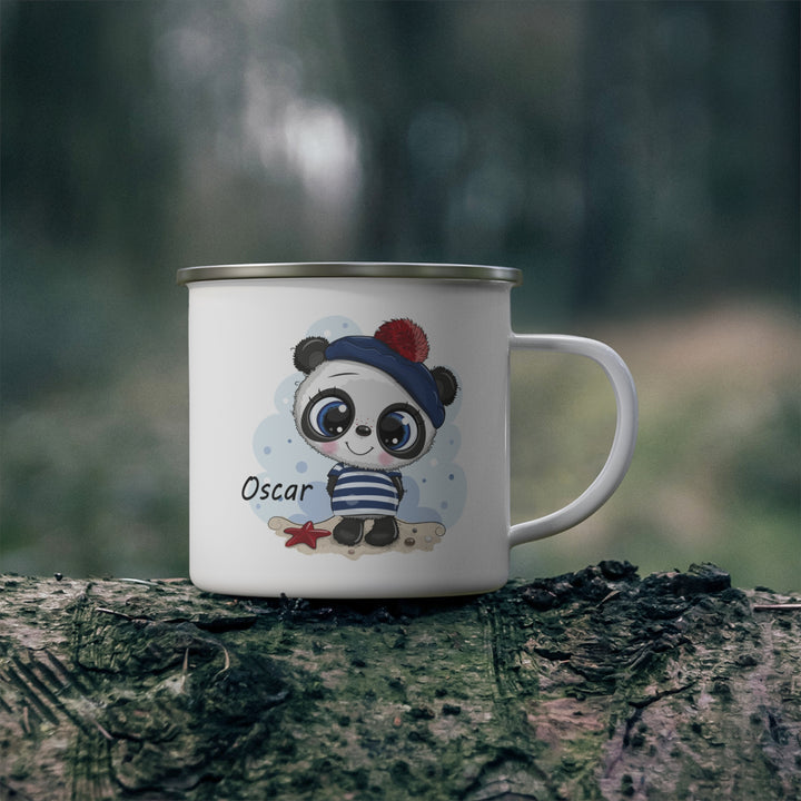 Personalized Enamel or Ceramic Mug - Blue Panda