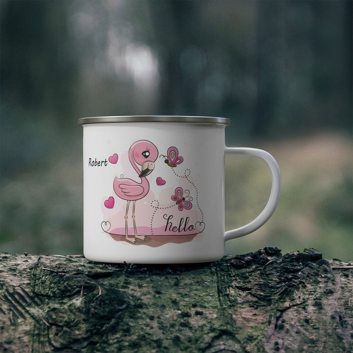 Personalized Enamel or Ceramic Mug - Flamingo