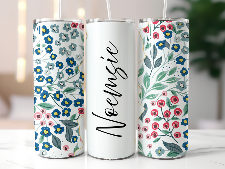 Personalized 20oz Tumbler Flower Print - Add Your Name