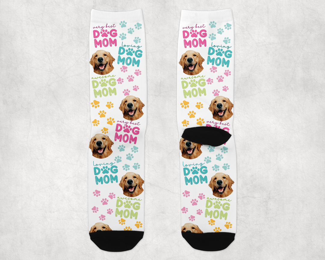 Personalized Dog Mom Long Sock - Upload Your Own Image