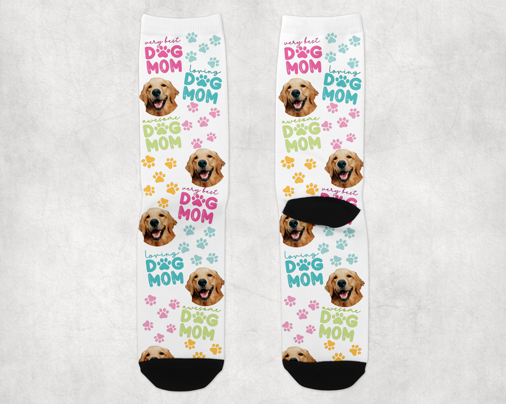 Personalized Dog Mom Long Sock - Upload Your Own Image