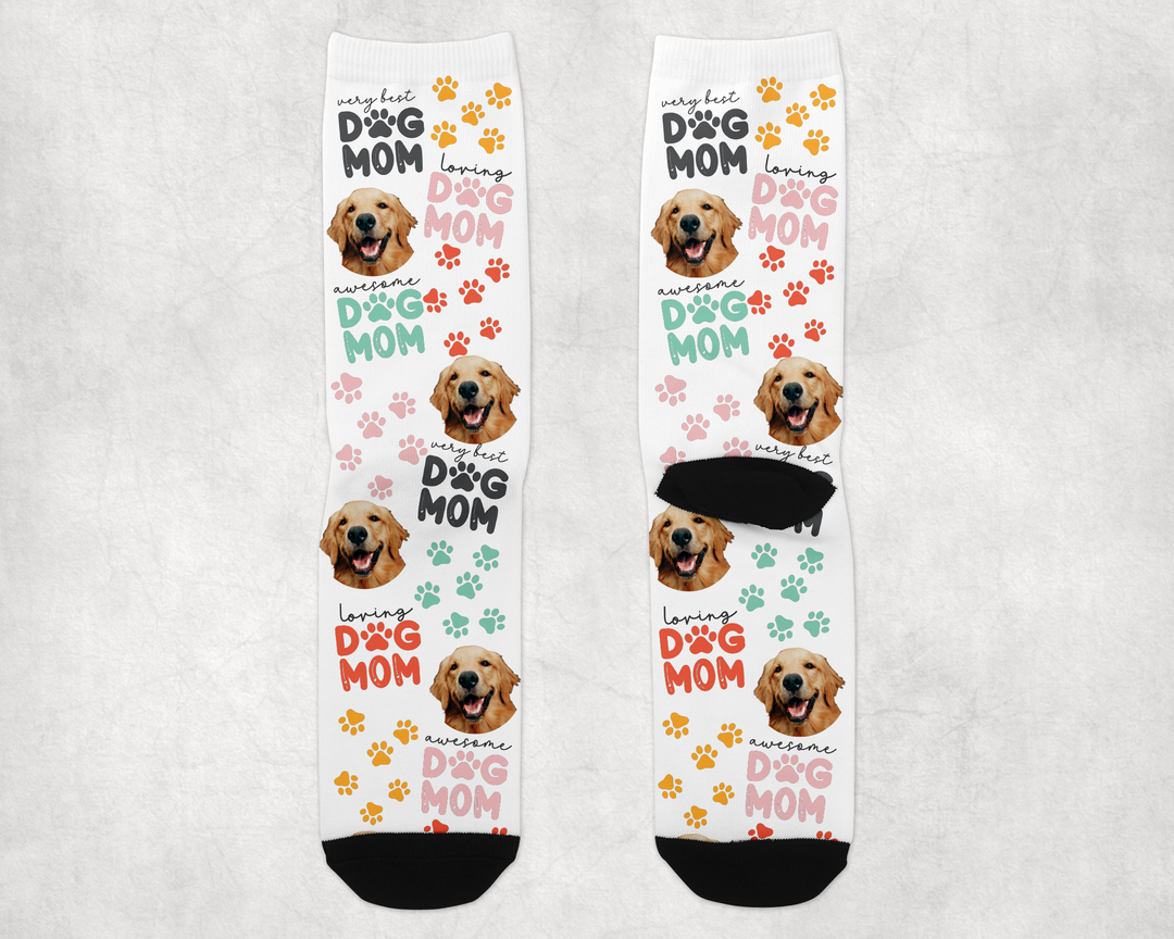Personalized Dog Mom Long Sock - Upload Your Own Image