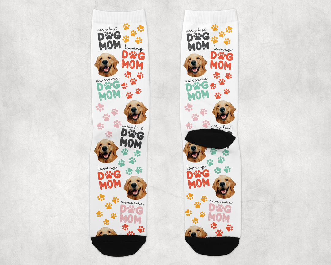 Personalized Dog Mom Long Sock - Upload Your Own Image