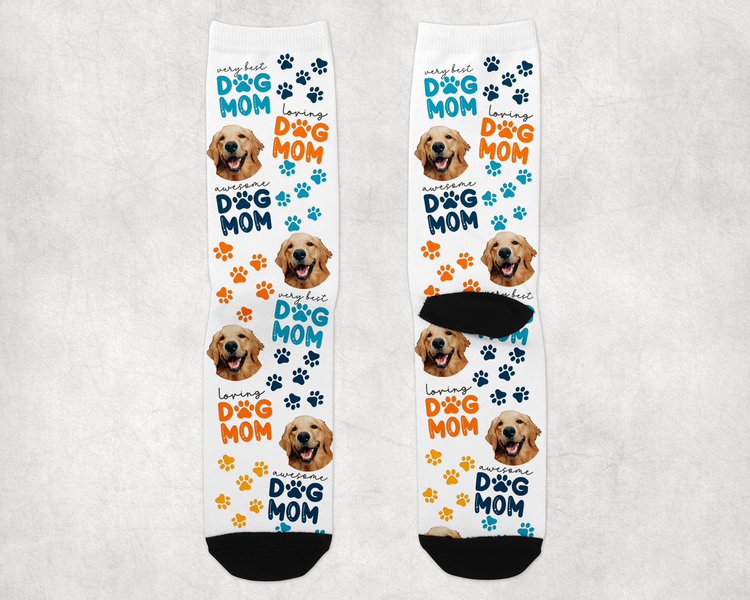 Personalized Dog Mom Long Sock - Upload Your Own Image