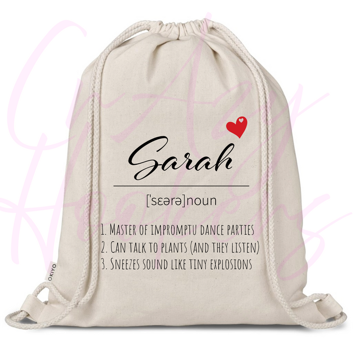 Personalized Fun Fact Drawstring Bag