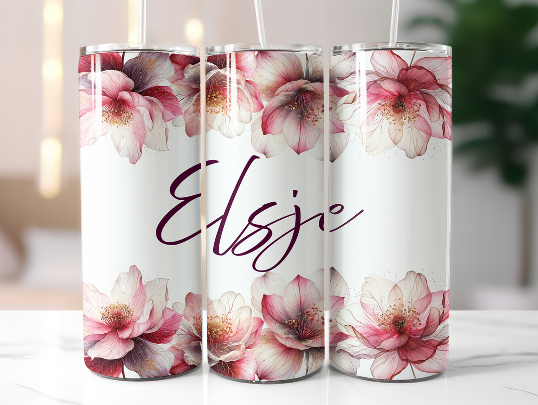 Personalized 20oz Tumbler Wild Flower Set - Add Your Name