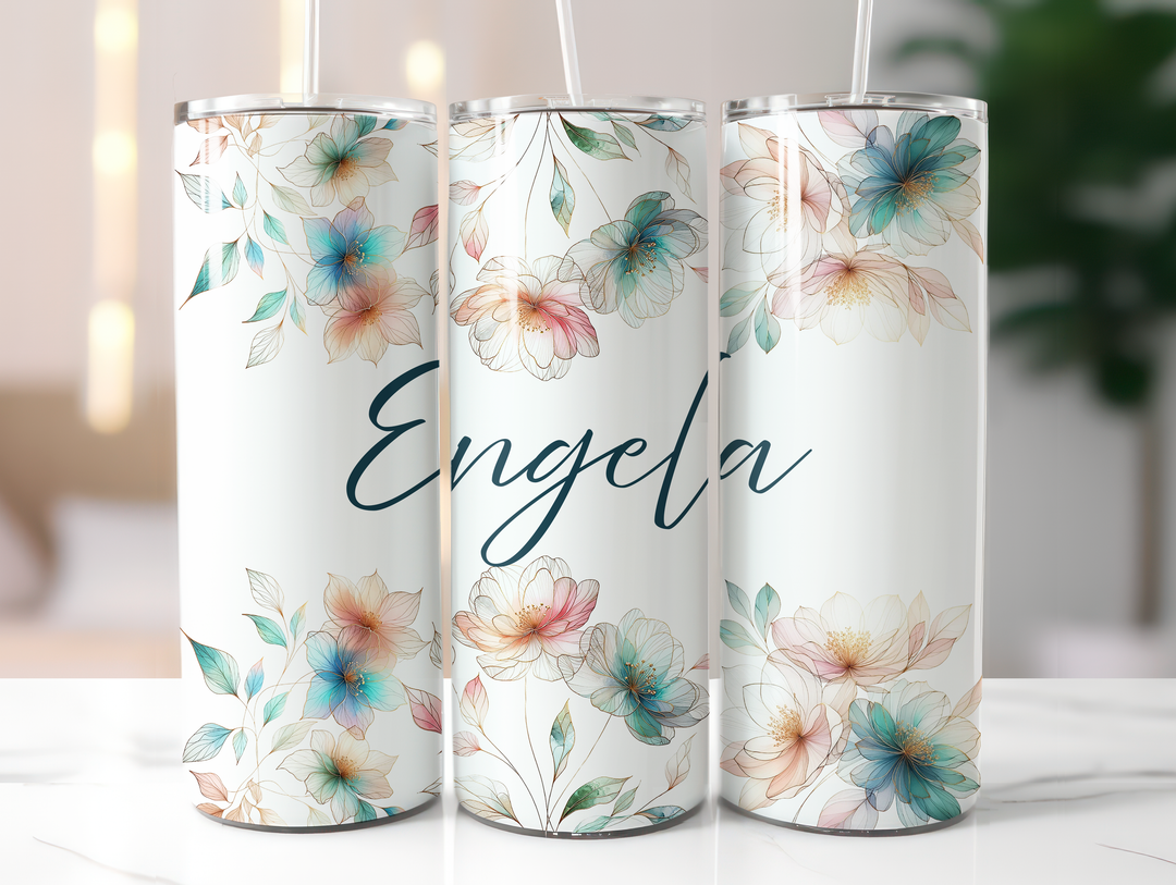 Personalized 20oz Tumbler Wild Flower Set - Add Your Name