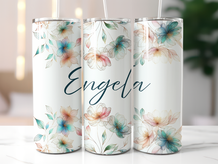 Personalized 20oz Tumbler Wild Flower Set - Add Your Name