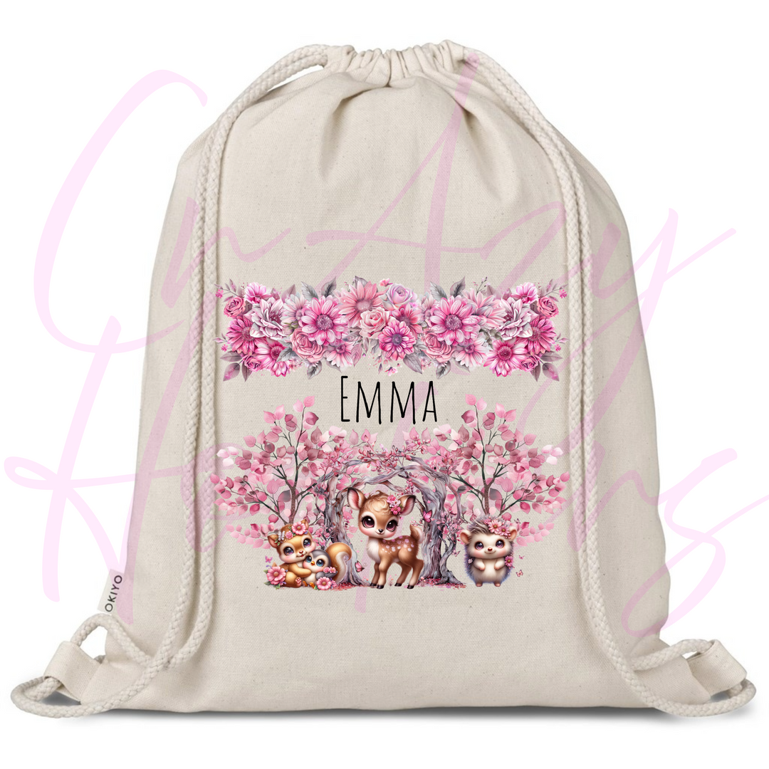 Personalized Drawstring Bag - Woodland